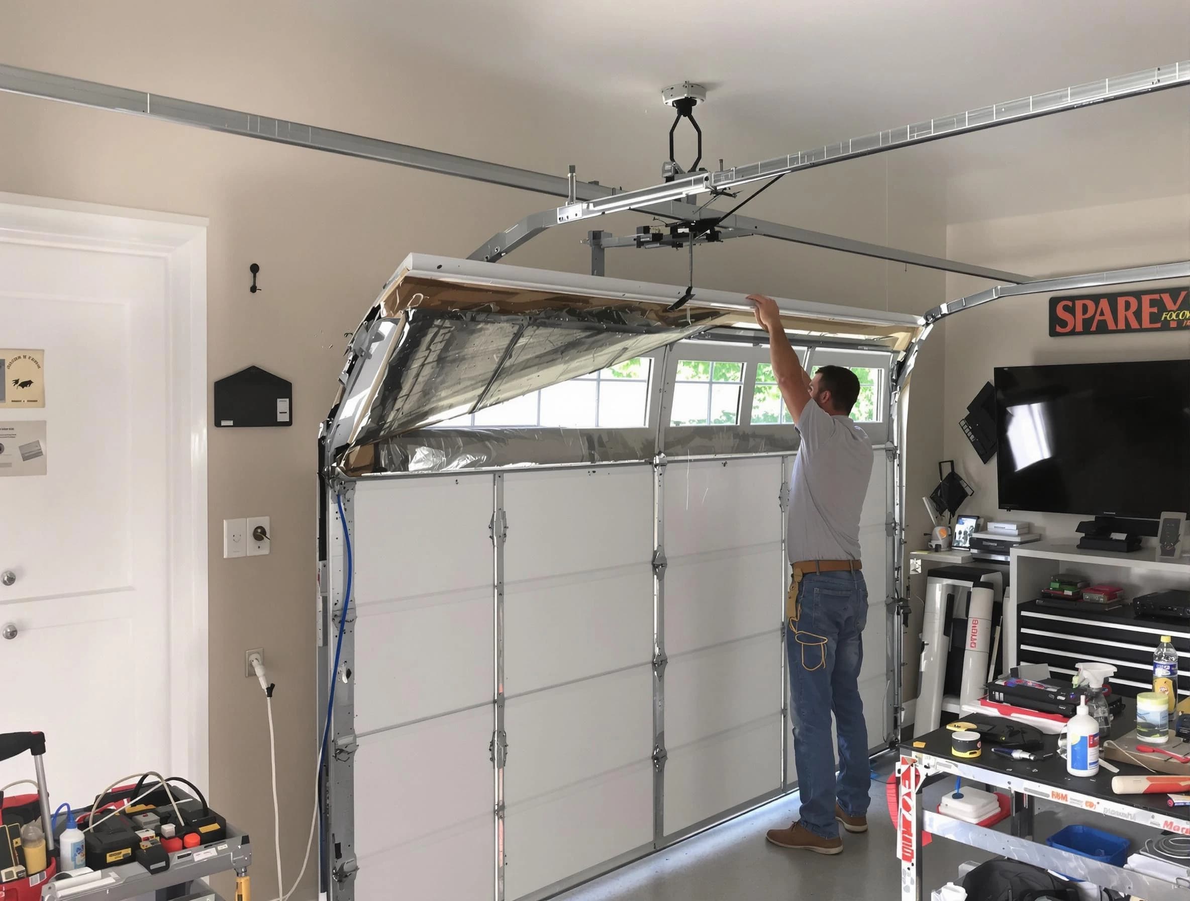 Garage door section replacement by Clanton Garage Door Repair in Clanton