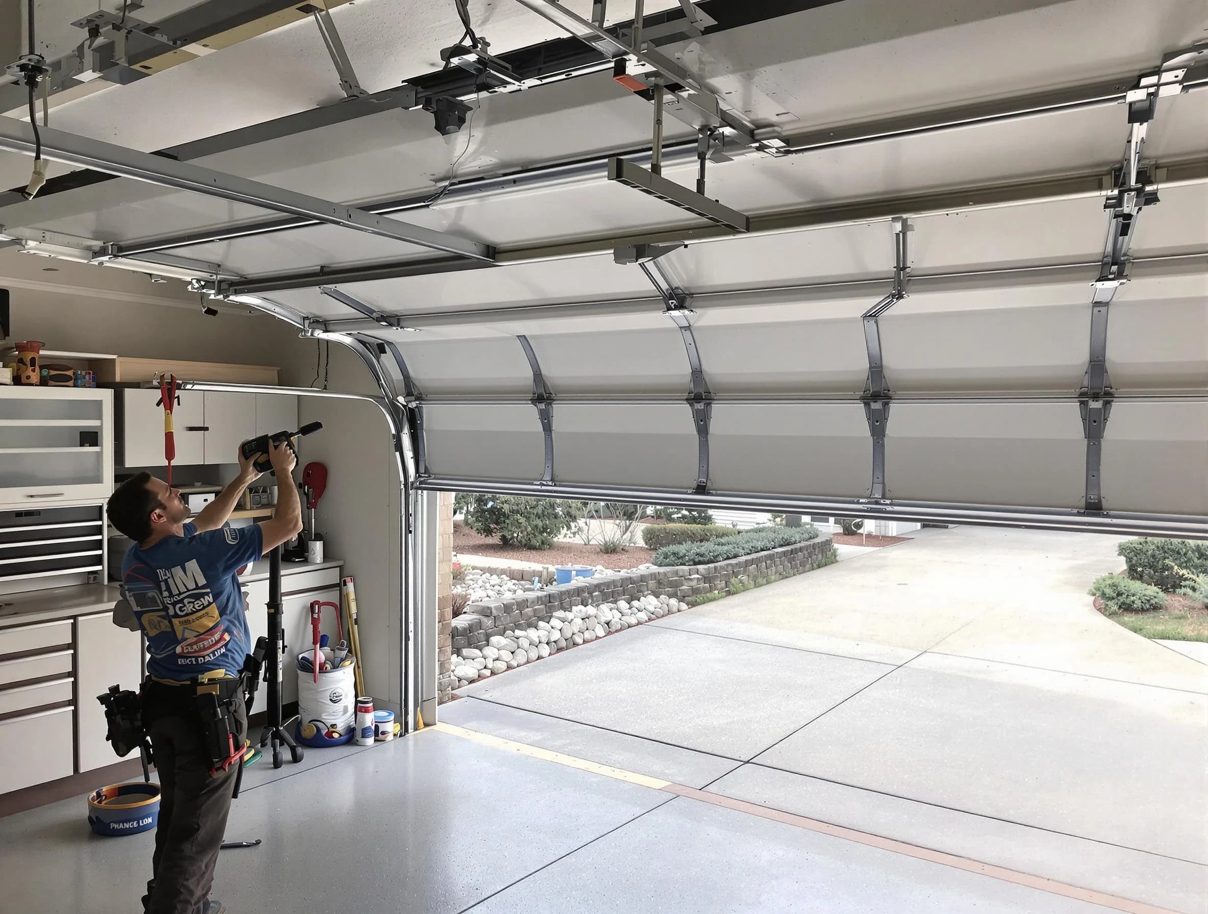 Garage door track repair service by Clanton Garage Door Repair in Clanton