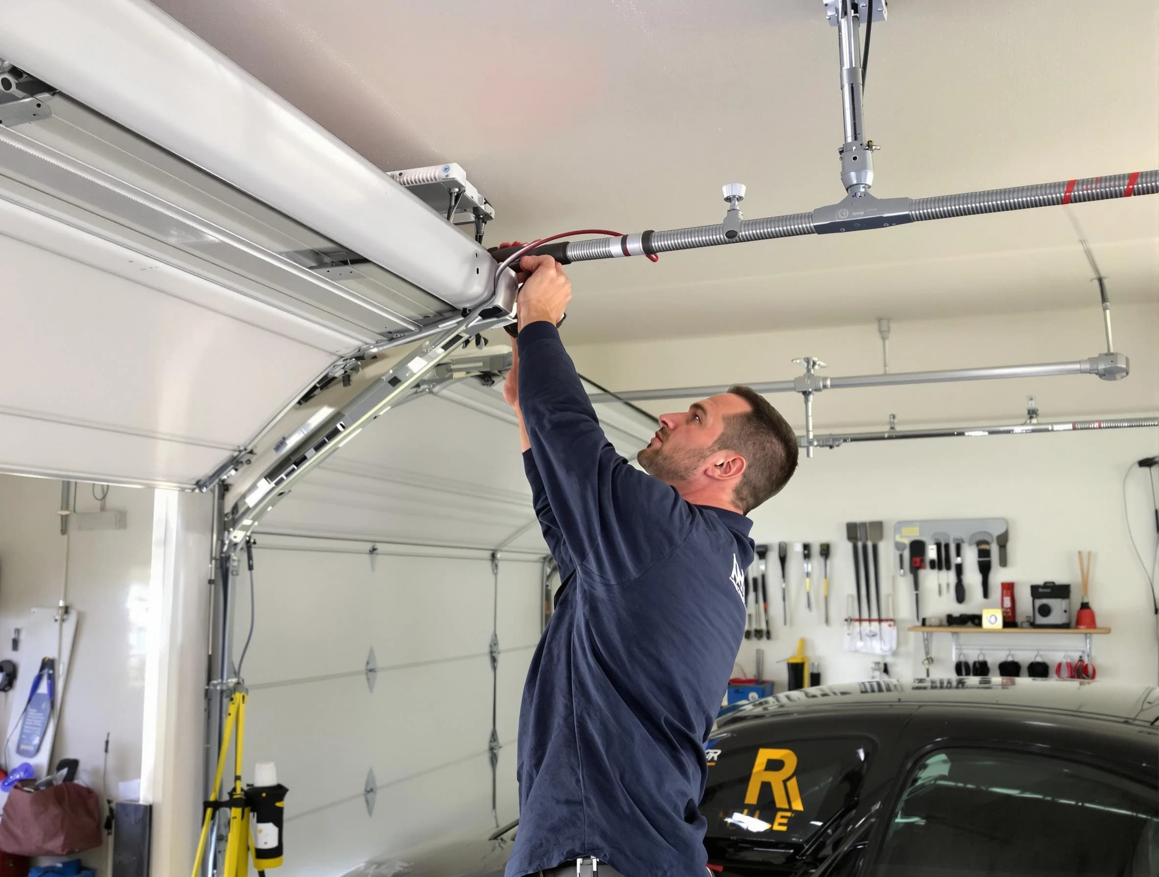 Clanton Garage Door Repair technician performing garage door cable repair in Clanton