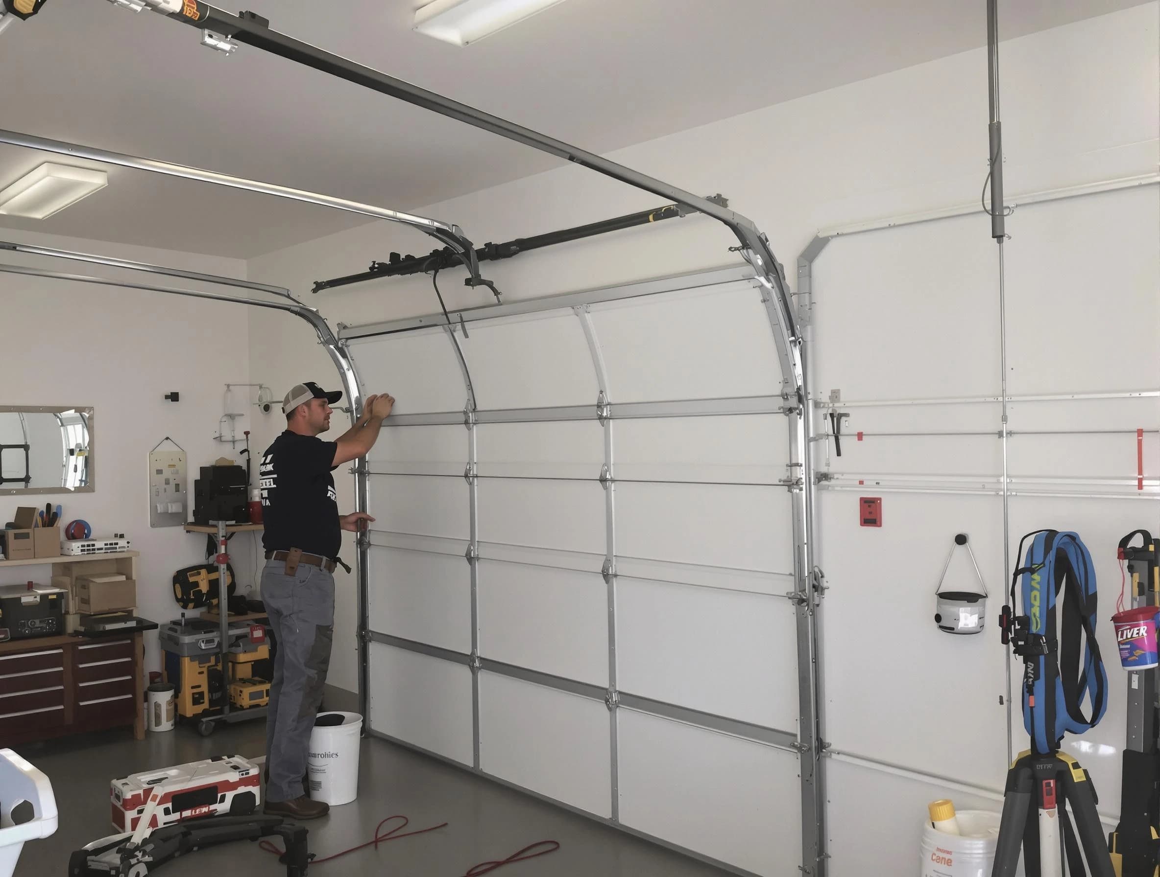 Clanton Garage Door Repair team installing new garage door in Clanton