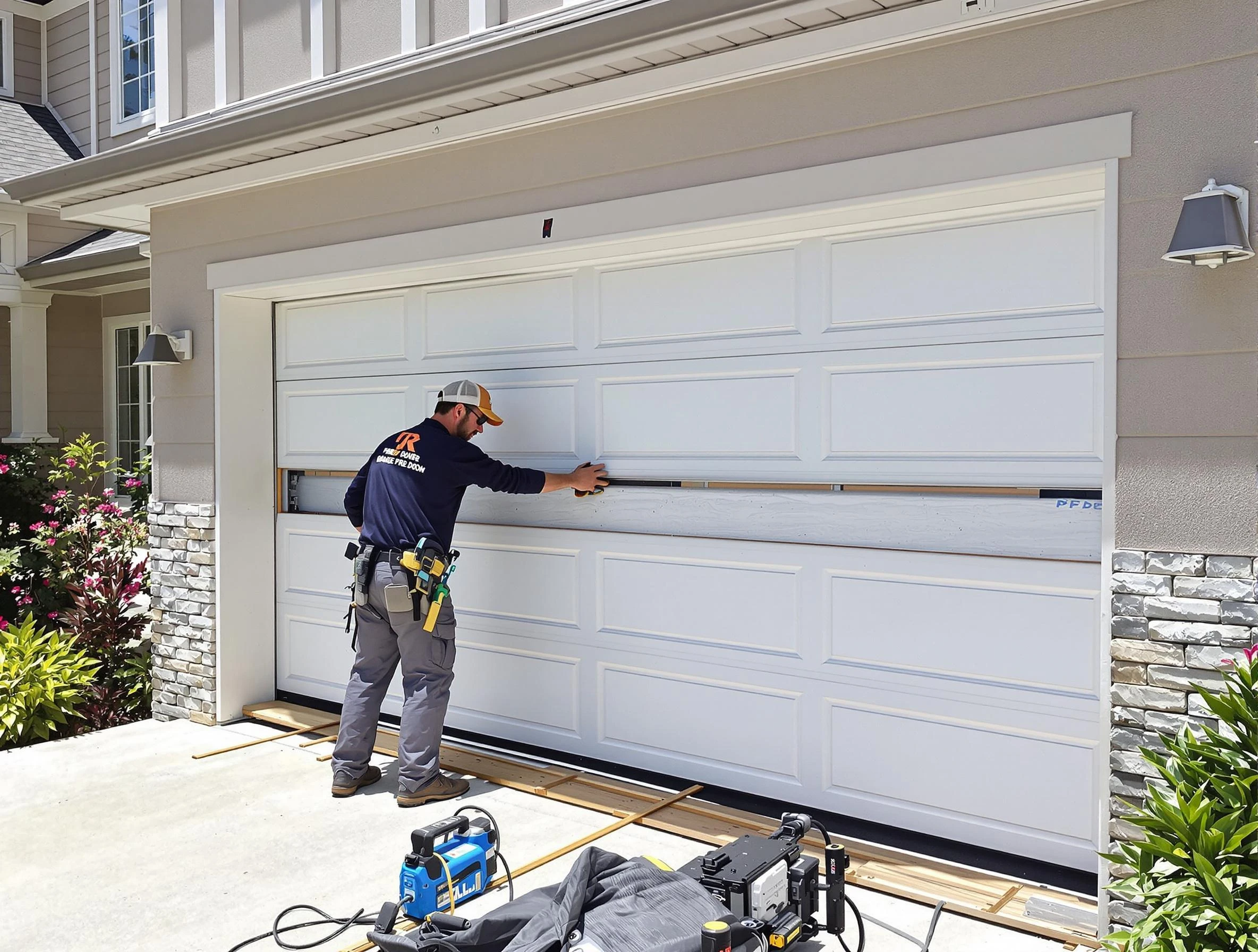 Clanton Garage Door Repair team performing complete garage door replacement at Clanton residence