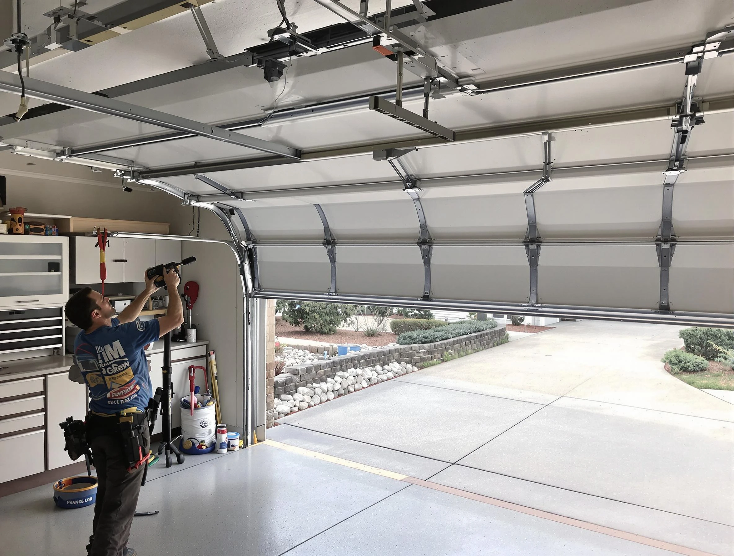Garage door track repair service by Clanton Garage Door Repair in Clanton